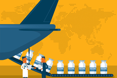 Medical worker accepting vaccine delivery-GettyImages-1340252435